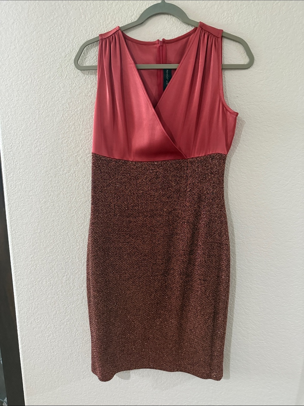 St. John Two-Tone Rose Pink and Brown Knit Midi Dress